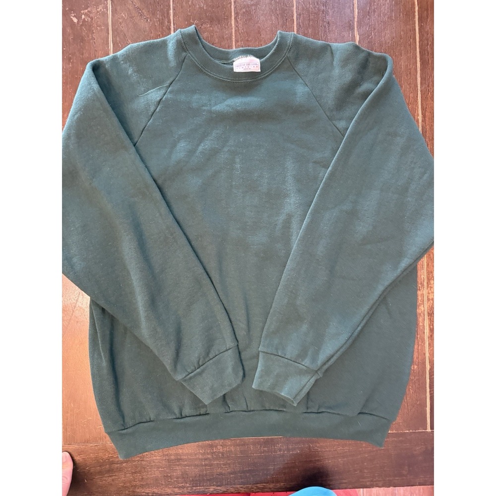 Vintage 90s Fruit of the Loom Blank Sweatshirt XL Hunter Green Raglan 50/50